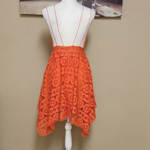 Free People Just Like Honey Coral Orange Lace Dress